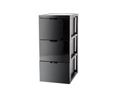 Iris 130124 – Carro con tres cajones, cajonera con ruedas, Carro auxiliar, SCF-303, Negro
