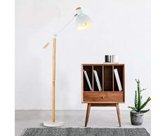 ACHNC LED Lámpara de Salotto, Moderna Lámparas de Pie Madera Para Sala de Estar Dormitorio Oficina, Luz de Piso E27 Lámpara de Lectura Blanca, Pantalla Ajustable