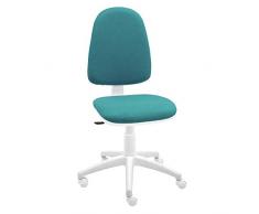 Silla giratoria Blanca de Oficina y Escritorio, Modelo Torino, diseño 100% Blanco ergonómico con Contacto Permanente (Turquesa)