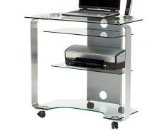 Jahnke CU de Mr 200 S klgl,/aluminio pulido de esquina mesa para ordenador, de cristal de seguridad monocapa, Klarglas, 80x 76x 53cm