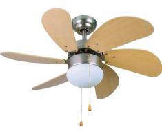 Orbegozo CP 15075 N - Ventilador de techo con luz, 6 aspas de madera, silencioso, 3 velocidades de ventilaciÃ³n, 80 cm de diÃ¡metro, 50 W de potencia