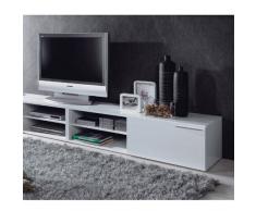 Habitdesign 006670BO - Modulo de Comedor, Mueble TV Kikua, modulo Acabado en Blanco Brillo, Medidas: 35 x 130 x 42 cm