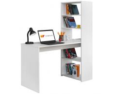 COMIFORT Escritorio con Estantería - Mesa de Estudio con Librería de Estructura Firme, Moderna y Minimalista con 4 Baldas Espaciosas y de Gran Capacidad, Color Nordic