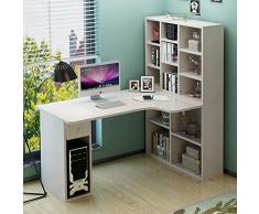 Esquina Tabla De La Computadora,en Forma De L Desk con Estantes,Multiusos Mesa De Oficina Estudio Lectura Escritorio De Juegos De Azar con Mainframe Shelf-c 160x60x140cm(63x24x55inch)