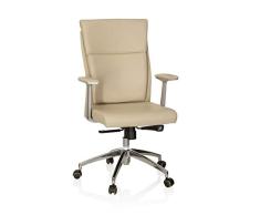 hjh OFFICE 600520 Silla ejecutiva Monza 10 Cuero Beige Silla inclinable con Brazos Silla giratoria Elegante con Ruedas