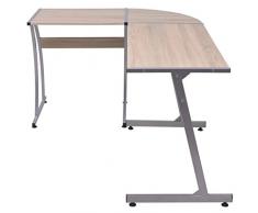 vidaXL Escritorio de Esquina Forma de L Roble 152x117x74cm Aglomerado PVC Metal