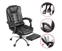 VEVOR Silla Giratoria Ejecutiva Ergonómica 53 x 53 cm, Silla de Oficina Ergonómica Instalable con Reposabrazos y Ruedas 110-120 cm, Silla Giratoria Ejecutiva de Oficina Reposapiés de Cuero de La PU