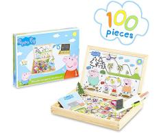 Peppa Pig Pizarra Infantil, Pizarra Magnetica Infantil y Puzzle Niños, Incluye Imanes Rotuladores y Tizas de Colores para Pizarra, Juguetes Regalos para Ninos y Ninas 3+