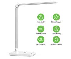 LE Lámpara de Escritorio LED, 8W 7 Niveles de Brillo, Cuidado a la Vista, Blanco frío 5000K, Luz de Mesa para Trabajo y Lectura