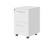 OFITURIA ® Archivador Metálico Blanco con Cerradura para Oficina, Cajonera con Ruedas, 2 Cajones, Viene Montado 52x39x60 cm