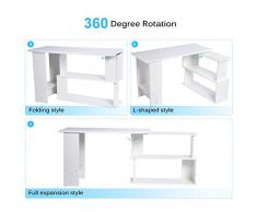 Escritorio esquinero plegable, con forma de L, para ordenador de sobremesa, para estudiar, escribir, leer, jugar, con estantes deslizables, mobiliario moderno para el hogar
