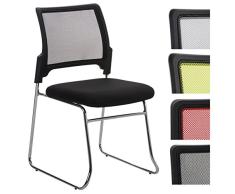 CLP Silla De Reuniones Apilable Kanton Tapizada En Malla Transpirable I Silla De Conferencia con Respaldo I Silla De Oficina Sin Ruedas I Color: Negro