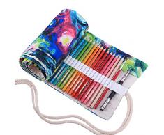 Abaría - Bolso para lápices, Grande Estuche Enrollable para 72 lapices Colores, portalápices de Lona, Bolsa Organizador lápices para Infantil Adulto, Pintura 72 (No Incluyendo los lápices)