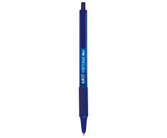BIC Soft Feel Clic Grip - Bolígrafo con botón (diámetro de bola: 1.0 mm, trazo: 0.4 mm, 12 unidades), color azul
