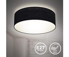 B.K.Licht I Lámpara de techo I Lámpara de techo de tela I Lámpara de oficina I Pantalla textil I E27 I 1 llama I Ø30cm I Negro I sin bombilla