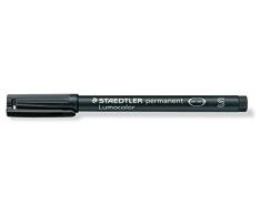 Staedtler Lumocolor - Paquete de 10 rotuladores permanentes con punta fina (0.4 mm), negro