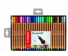 Stabilo estuche de 25 rotuladores point 88. punta fibra.ancho de trazo de 0.4mm.color surtido.