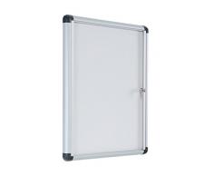 Bi-Office Boletín Enclore Extra, Superficie magnética en acero lacado, Tablón de anuncios con puerta con bisagras para interiores en aluminio, Vertical 9 x A4