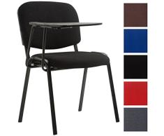 CLP Silla Confidente Ken con Brazo Extensible para Escritura I Silla con Pala Flexible para Apuntes I Silla de Conferencia en Tela I Color: Negro