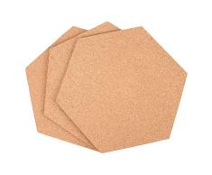 AIEX Tablon Corcho Tablero de corcho Corcho Pared Hexágono Corcho Adhesivo Tablon de Anuncios Cork Bulletin Board para el hogar, la oficina y la escuela 3 piezas