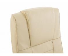 De cuero silla de masaje de silla giratoria de oficina "San Diego" con masajes de colour beige/crema de colour blanco, pie de la Cruz y los apoyabrazos de madera de oficina sillón de más