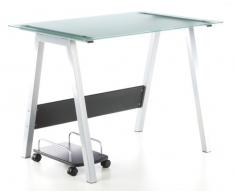 Hjh OFFICE 673920 Escritorio DELPHI plateado con vidrio satinado