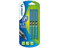 Pilot V5 Needlepoint - Rotulador de tinta líquida (3 unidades), color azul