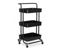 alvorog Carrito de Cocina de 3 Niveles con Ruedas, Carro de Almacenaje con Asa, Carrito Auxiliar Multifuncional para Baño, Cocina, Oficina, Salón & SPA - Negro