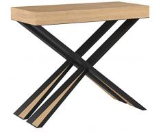 Itamoby - Consola extensible Diago Small de roble natural y antracita, 90 x 77 x 40 cm (extensible hasta 196 cm)
