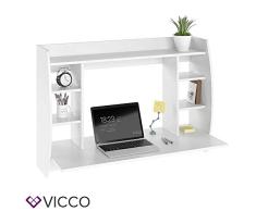 Vicco MAX - Escritorio de Pared (110 cm, 3 Decoraciones), Color Blanco