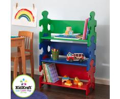 KidKraft - Estantería infantil de madera con diseño puzzle y 3 estantes, muebles para salas de juego y dormitorio de niños, multicolor (colores primarios) (14400)