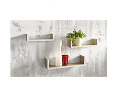 Estante de pared Natural de Madera Natural en el juego de 3