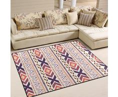 Yibaihe Alfombra de gran área estampada de estilo étnico, ligera, antideslizante, antiestática, repelente al agua, alfombra para salón, dormitorio, hogar, terraza patio, 160 x 122 cm, 100% poliéster, multicolor, 203 x 147 cm (6'8" x 4'10")