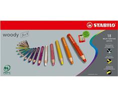 Stabilo Woody 3 in 1 - Lápiz de color (365 mm, 27 mm, 175 mm) Multi