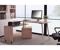 SixBros. Mesa de ordenador roble/blanco - CT-3556/2141