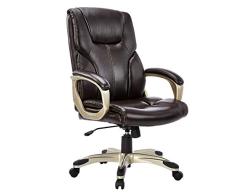 AmazonBasics Silla de Oficina ejecutiva, Silla giratoria, Altura Ajustable - Marrón