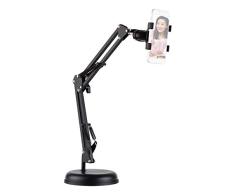 Flytise Soporte Extensible para teléfono Celular Soporte de Mesa Soporte Perezoso Giratorio 360 ° con Abrazadera para teléfono Brazo articulado Flexible Compatible con iPhone Samsung Huawei