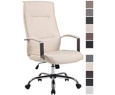 CLP Silla De Oficina Portland Acolchada & Tapizada En Simil Cuero o Tela I Silla De Escritorio Regulable En Altura & Giratoria I Color: Crema, Tela