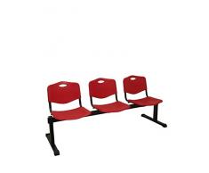 PIQUERAS Y CRESPO Bancada Pozohondo 3 plazas con asiento en plástico inyectado rojo
