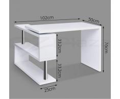 Ejoyous - Mesa de ordenador de escritorio grande, mesa de esquina estable, mesa de ordenador giratoria 360 grados, ordenador de esquina ajustable, mesa de ordenador con estanterías (color madera)