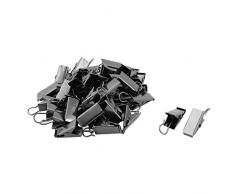 SOURCING MAP sourcing map Gancho Portaclips Cortina 40Pcs De Casa Oficina Ventana Abrazaderas Metálicas Cortinas De Ducha Negro