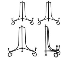 4 Piezas Hierro Pantalla Soporte Negro Hierr Caballete ,pulgadasSoporte de hierro negro para caballete para fotos, marcos de cuadros y atril para libros de cocina, platos decorativos placas,tablets