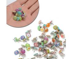 100 piezas Decorativo Chinchetas,MWOOT Moda Clavijas De Empuje Tachuelas de metal Para Mapas Tablero de Corcho Tablón de Anuncios (Estilo B)