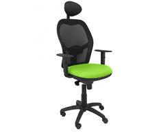 Piqueras Y Crespo (PIQU7) Silla Jorquera Malla Negra Asiento Bali Verde Pistacho con cabecero Fijo Oficina, Talla Unica