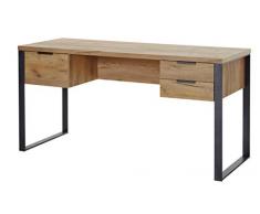 Marca Amazon - Movian Ems - Escritorio con 3 cajones, 152,4 x 60 x 76,2 cm, efecto de roble