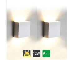 2 Pcs Moderno Lampara de Pared LED, 12W Aplique Pared Interior de Aluminio 3000K Blanco Cálido Perfecto para Corredor Oficina Restaurante