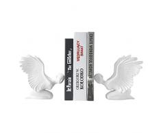 PQXOER Sujetalibros Modelo Blanco Cerámica de Escritorio sujetalibros ala diseño Decorativo de Metal Libro Termina Soportes for Shelve Sujeta Libros Decorativos (Color : White, Size : Free Size)