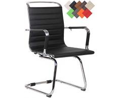 CLP Silla De Conferencia Barton En Cuero Sintético o Cuero Auténtico I Silla De Oficina Sin Ruedas con Estructura De Metal I Color: Negro, Piel sintética