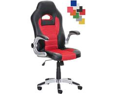 CLP Silla Racing John En Cuero Sintético & Tejido En Tela I Silla Gamer Regulable En Altura & Giratoria I Silla De Oficina Acolchada I Color: Negro/Rojo