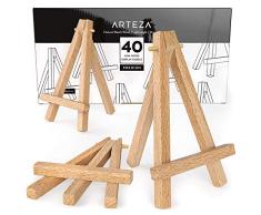 Arteza Mini caballete expositor de madera | 12,7 cm | Pack de 40 atriles miniatura | para exponer lienzos pequeños, tarjetas de visita y fotos
